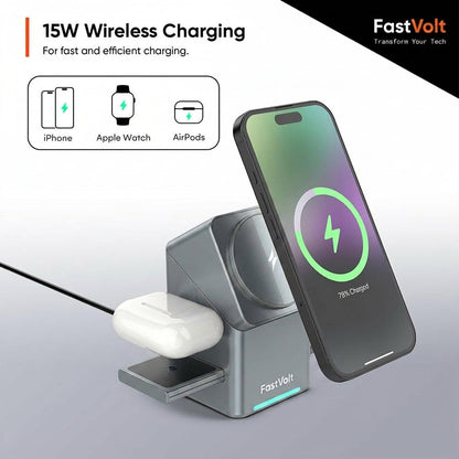 FastVolt™ - 3 In 1 Magnetic Wireless Charger