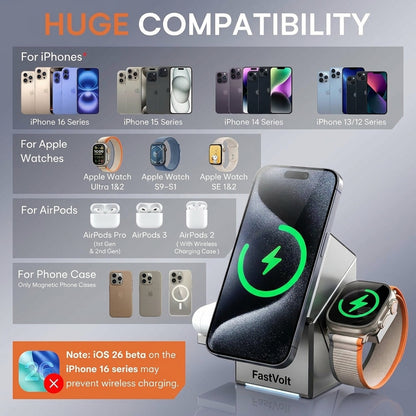FastVolt™ - 3 In 1 Magnetic Wireless Charger
