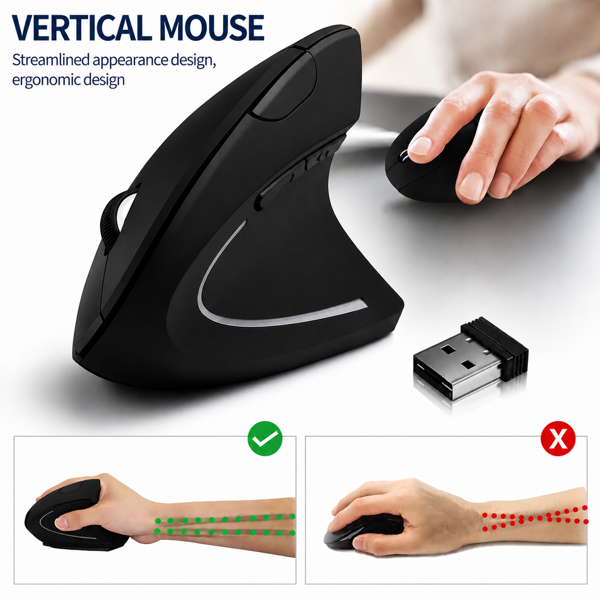 FastVolt™Rechargeable Ergonomic Vertical Mouse