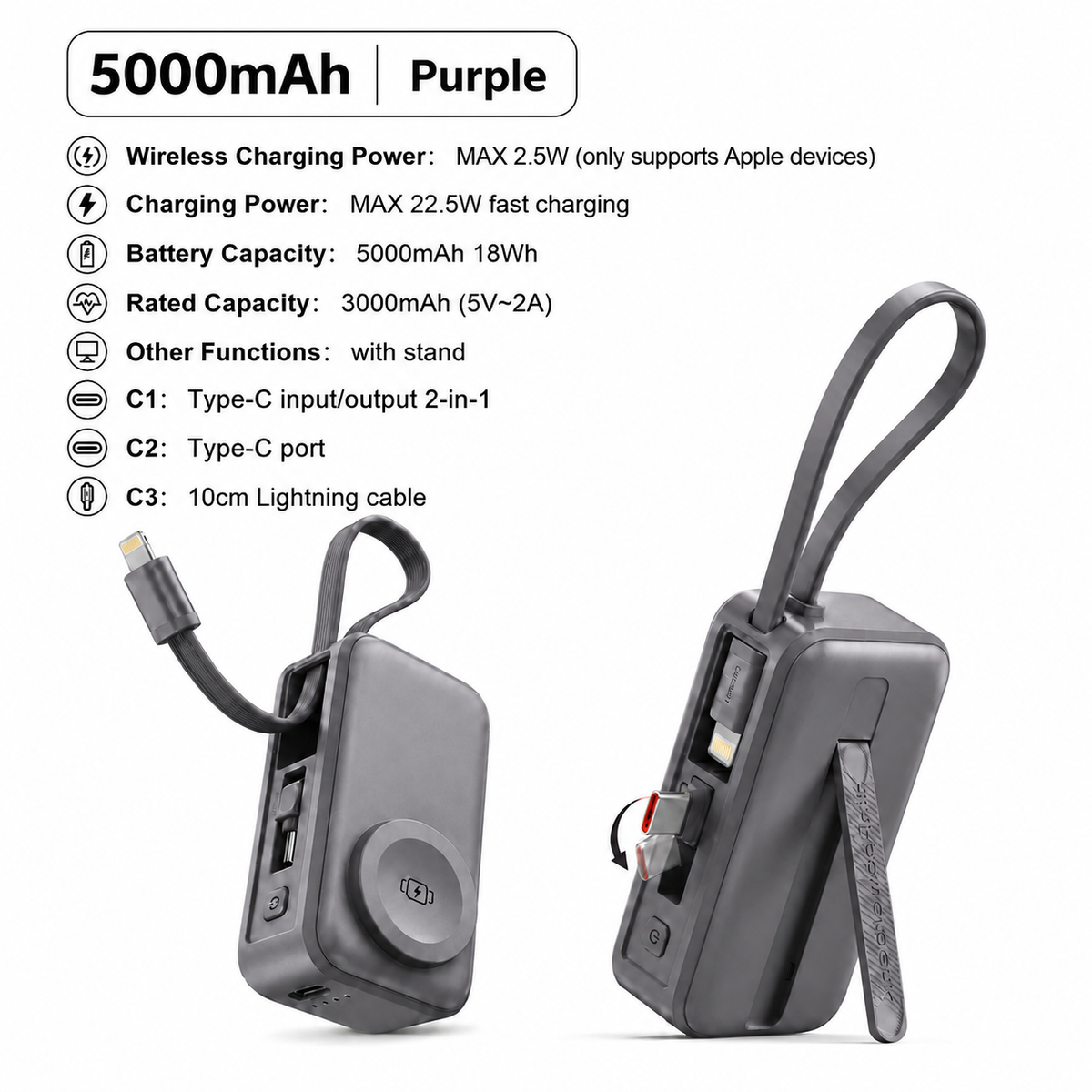 FastVolt™ 5-in-1 Magnetic Wireless Power Bank