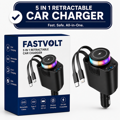 FastVolt™ - 5 in 1 Retractable Car Charger