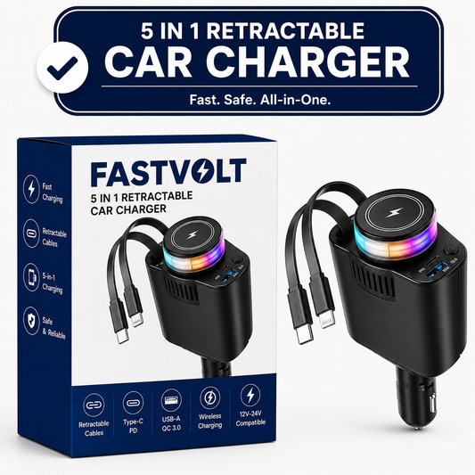 FastVolt™ - 5 in 1 Retractable Car Charger