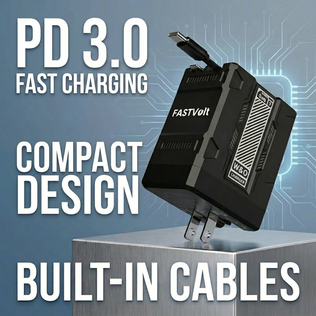FastVolt 2-in-1 Retractable Fast GaN Charger Cable U