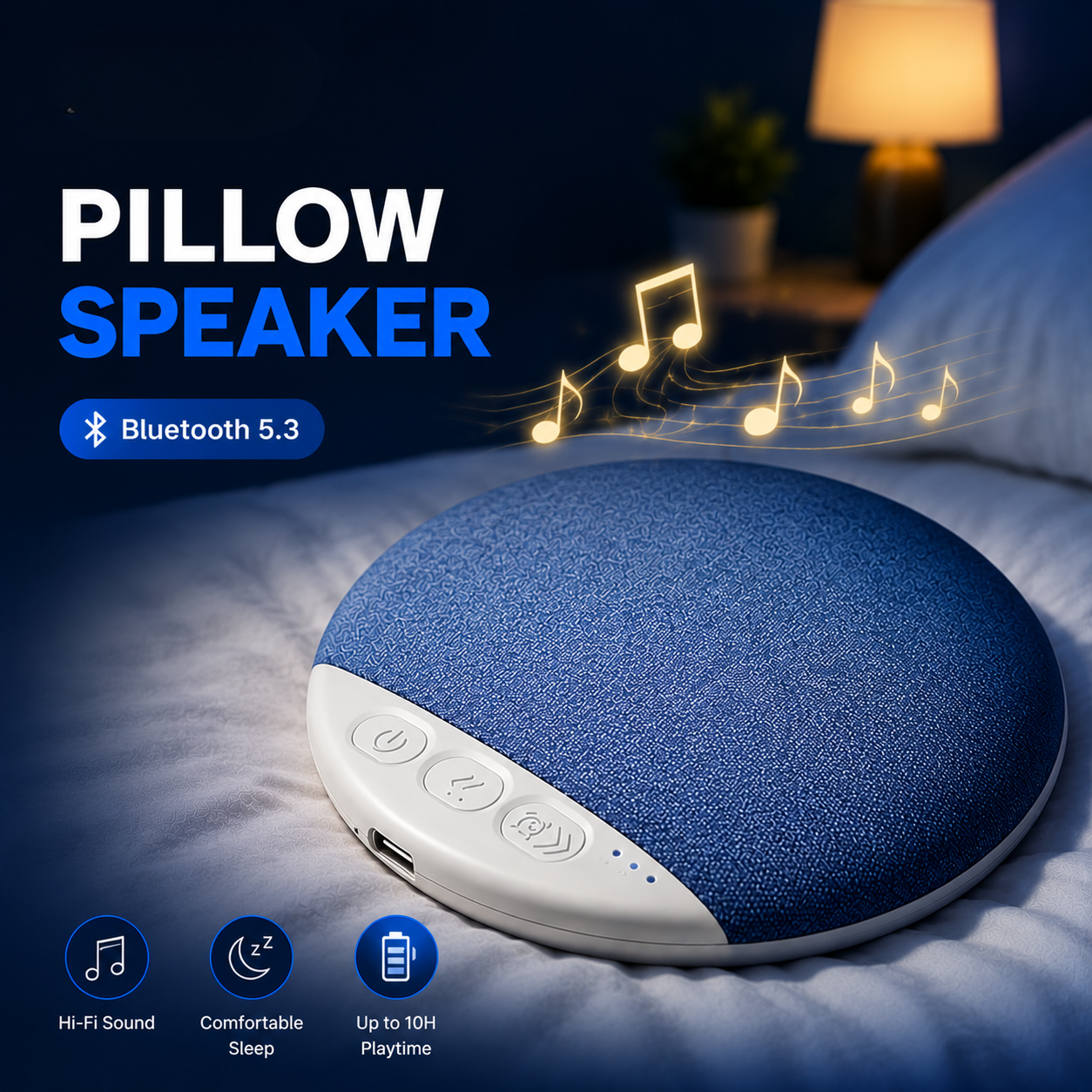 FastVolt™ SomniaWave Premium Pillow Speaker