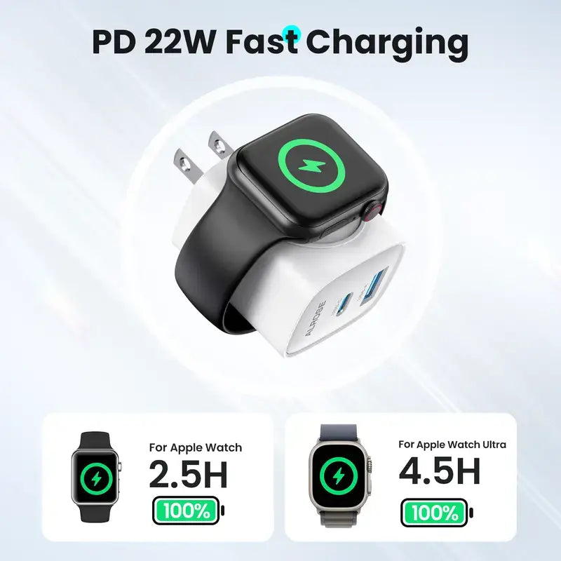 3-in-1 Magnetic Wireless Cordless PD USB-C Wall Charger