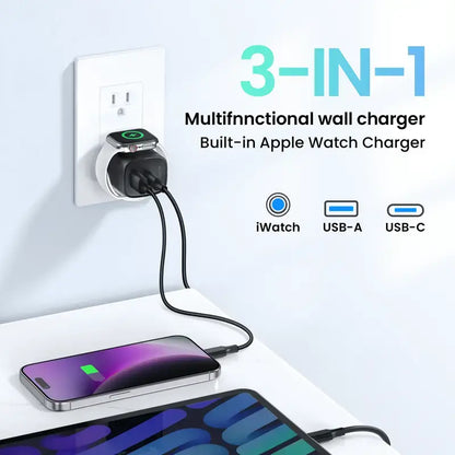3-in-1 Magnetic Wireless Cordless PD USB-C Wall Charger